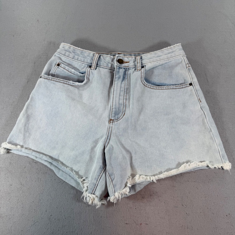 Billabong‎ High Rise Denim Shorts Womens 28 Light Wash Raw Hem